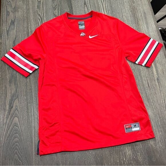 NWOT Nike Team Dri-Fit Mens Ohio State Buckeyes Logo Jersey V-Neck Red Size M - Picture 1 of 6